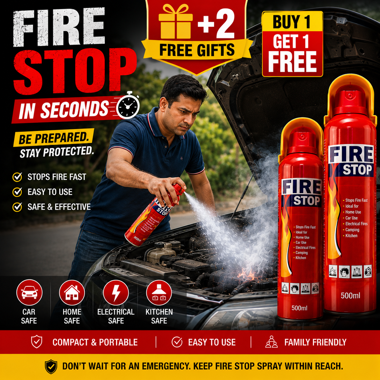 PORTABLE FIRE STOP SPRAY ( BUY 1 GET 1 FREE )